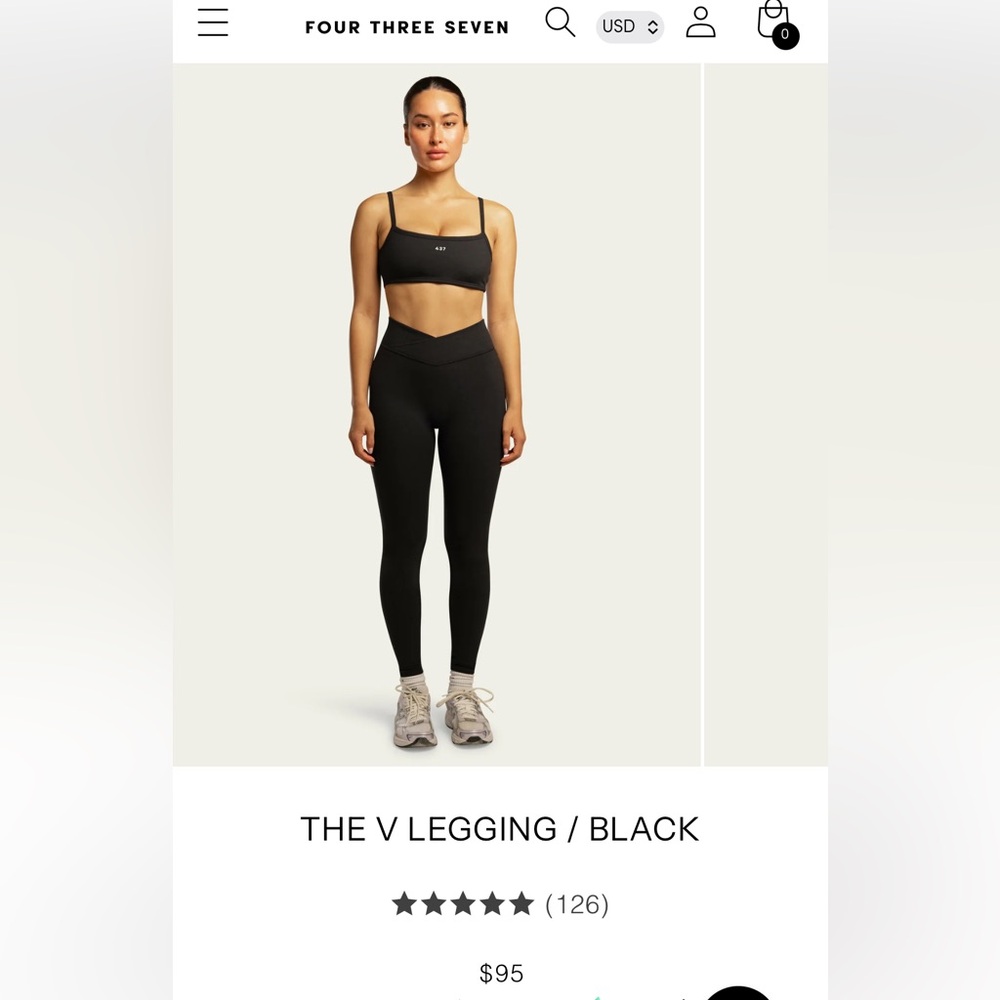 437 (Four Three Seven) Women's Black V Leggings